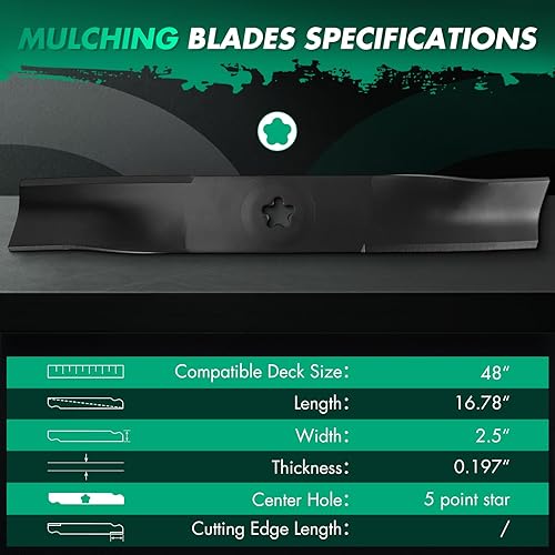Miniatura 5 de SCITOO 173921 Cuchilla de cortacésped para cubierta de 48 pulgadas para Husqvarna 2748GLS, GTH 2548, YTH 1848XP, YTH 2148, YTH 2348, YTH 2448, YTH