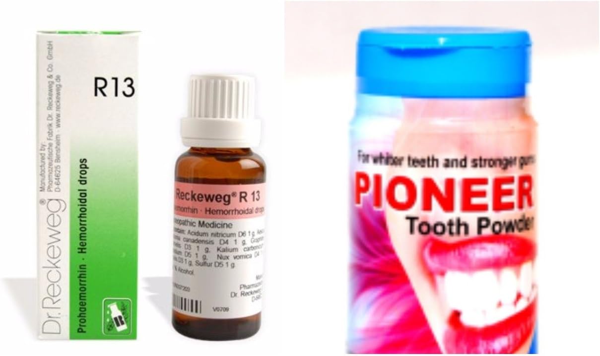 Bhargava Dr Reckeweg Germany R13 Piles Drops 22ML Pack of 2 with Free Pioneer Tooth Powder