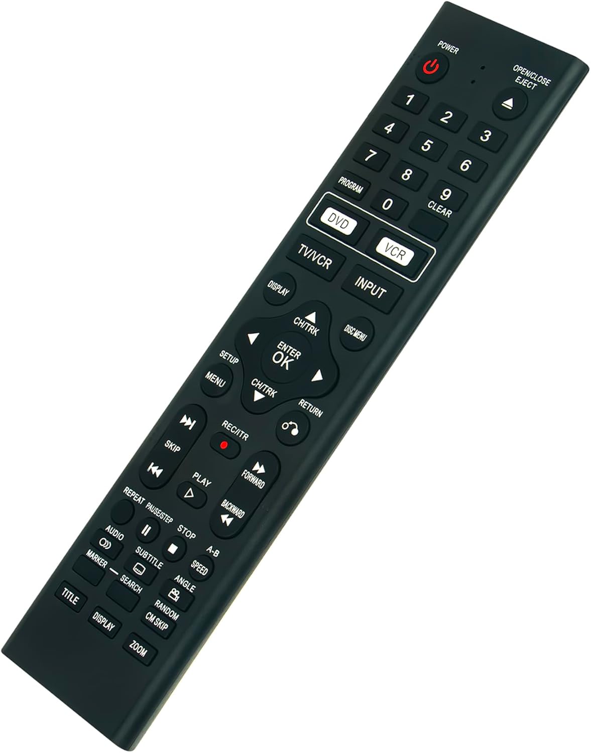 Angled view of the VINABTY 6711R1P081G replacement remote control, highlighting its ergonomic design.
