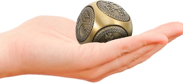 MAGICLULU 2Pcs Brass Baoding Balls 1.42In Six Sided Relief Chinese Hand Exercise Balls for Dexterity Training Hand Massage Stress Relief Office Desk Decor and Home Relaxation