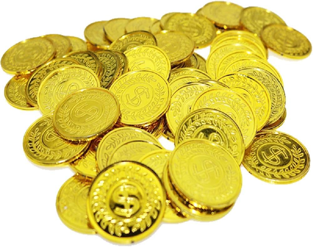 Toy 100 Pieces Pirate Gold Coins and Pirate Gems Jewelry Playset Pack Party Favor,Party Favors Goodie Bag Stuffers, Bulk Toys for Classroom Prizes Birthdays Gift Boys and Girls