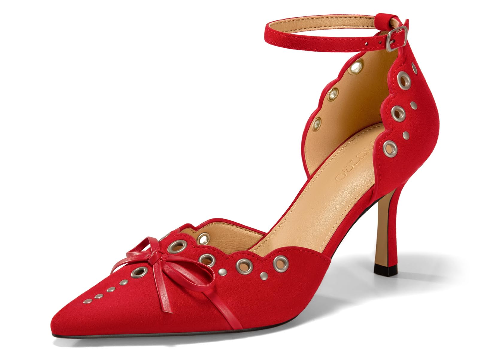 Coutgo Women's Pointed Toe Stiletto Ankle Strap Dress Shoes