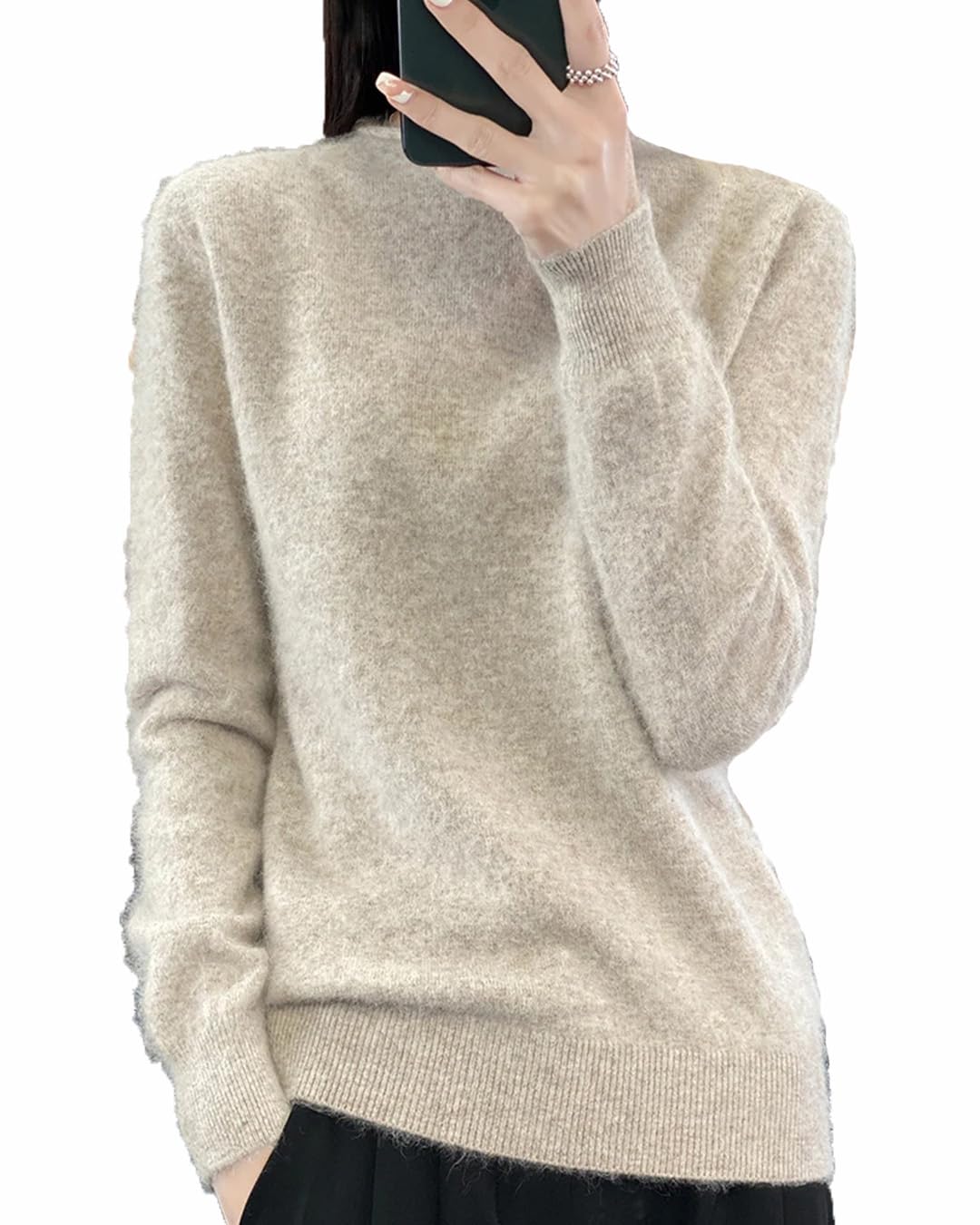 Maglione da donna a collo alto, tinta unita, invernale, caldo, lavorato a maglia spessa