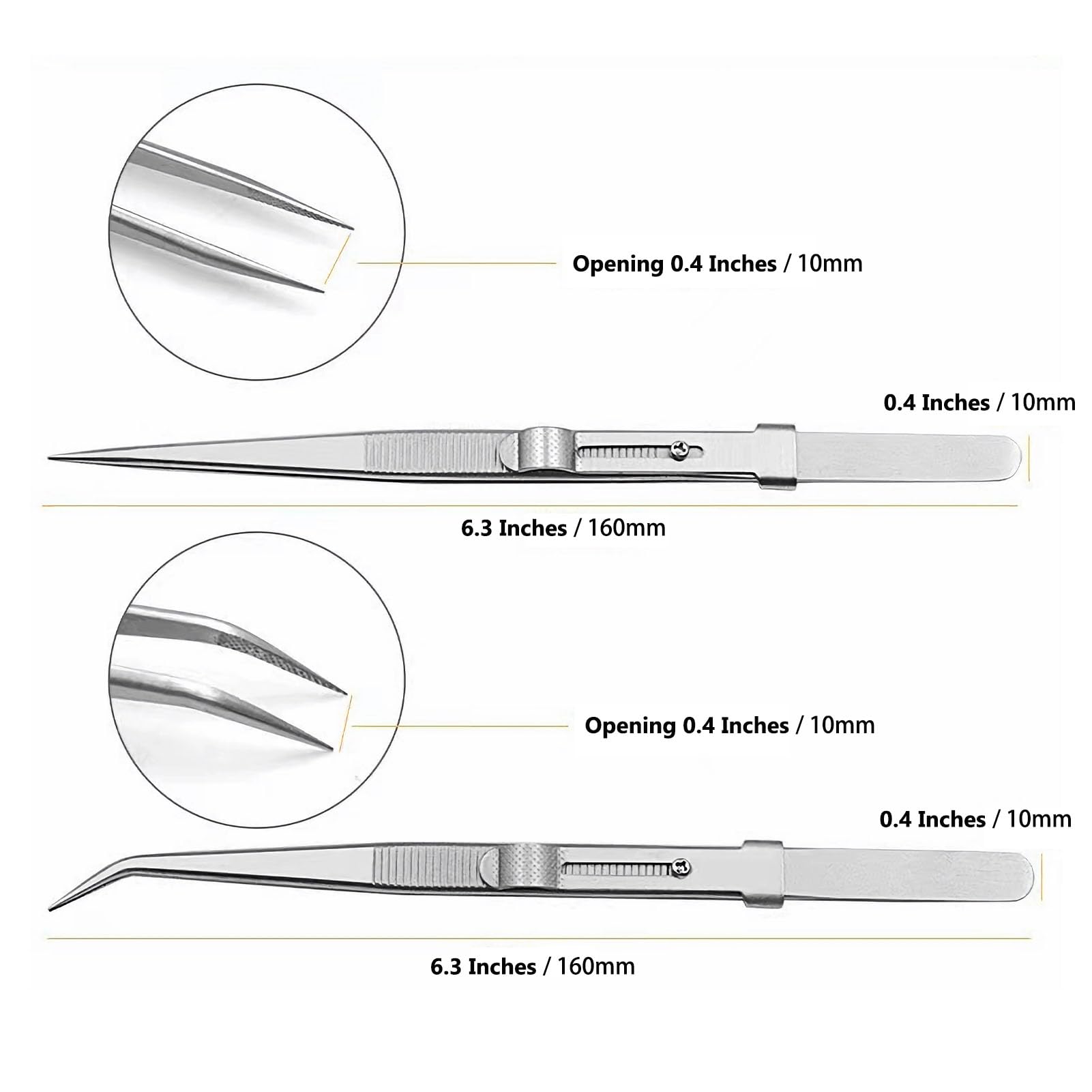MIUPOO Adjustable Slide Lock Nail Art Tweezers,Nail Rhinestone Stickers Jewel Gem Craft Tweezer,Precision Slide Locking Antistatic Tweezers Set,2 Pieces - Image 2