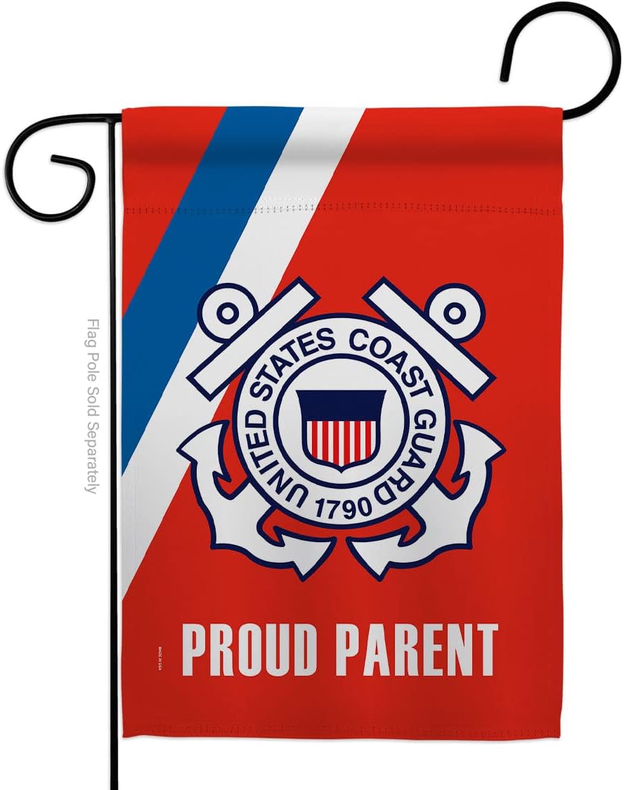 Proud Coast Guard Parent Garden Flag Armed Forces USCG Semper Paratus United State American Military Veteran Retire Official Small Decorative Gift Yard House Banner Double-Sided Made In USA 13 X 18.5