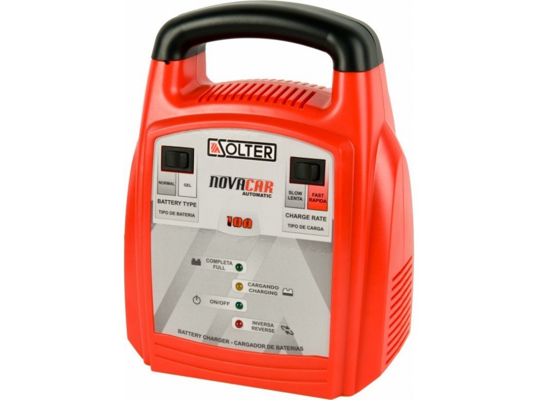 Solter NOVACAR 10A – Cargador Automático Inteligente para Baterías 12V (Plomo-ácido, Gel), Corriente Ajustable 3,75-8A, Máxima Seguridad, Indicadores LED, Diseño Compacto, Calidad Europea