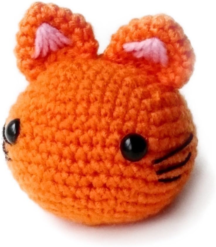 Handmade Crochet Amigurumi Kitty Cat Stress Ball by Geekirumi! | Squeeze Toy Figurine for Anxiety Relief, Fidget Therapy, Office Desk Decor, and Calming Gifts, Emotional Support Plushie