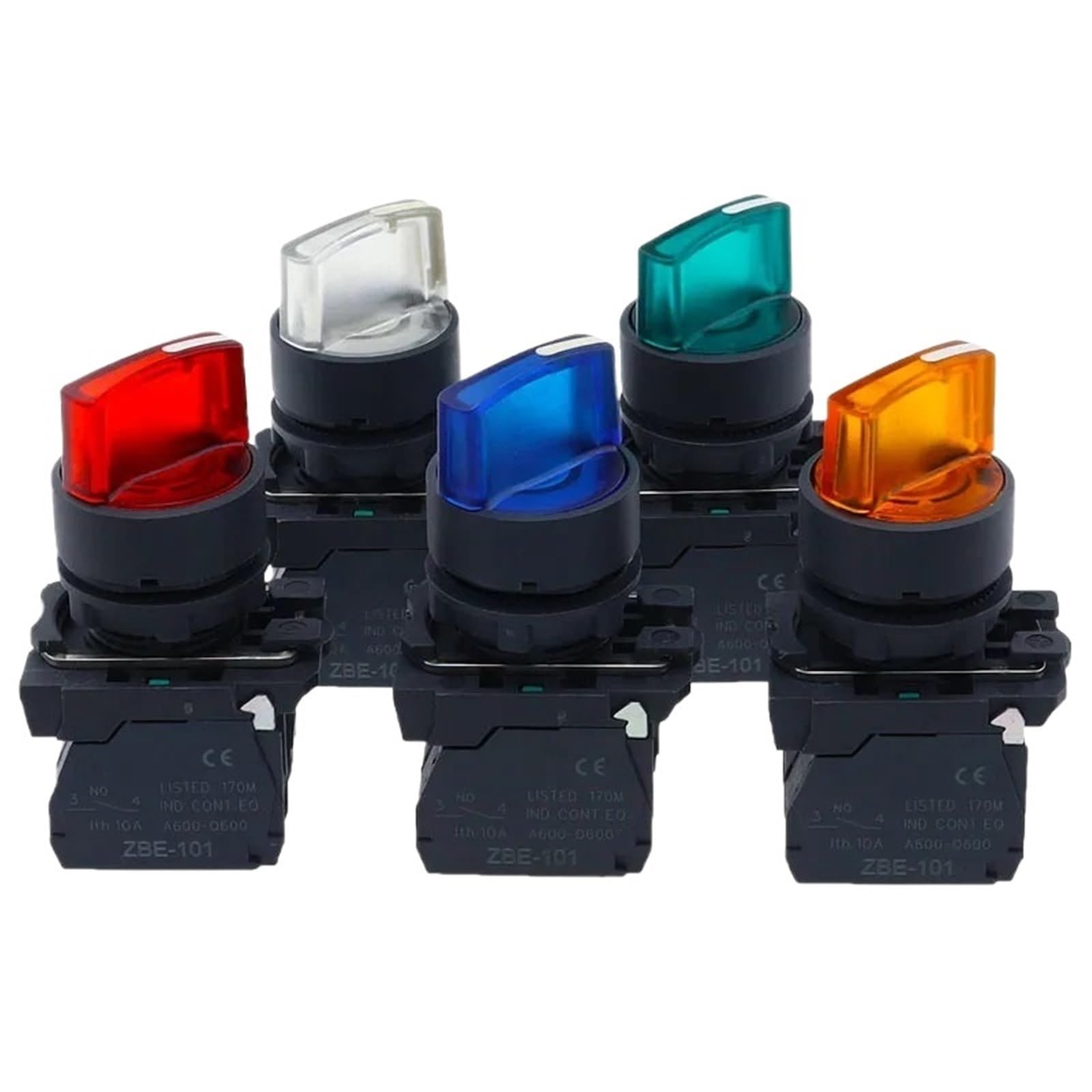 1 bouton lumineux XB5 interrupteur momentané NC NC NO 220V 24V 22mm(Knob 2end Yellow,1NO1NC,220 V)