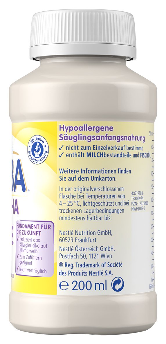 Nestlé Beba HA Pre Anfangsmilch von Geburt an trinkfertig Portionsflaschen, 32er Pack (32 x 90 ml)