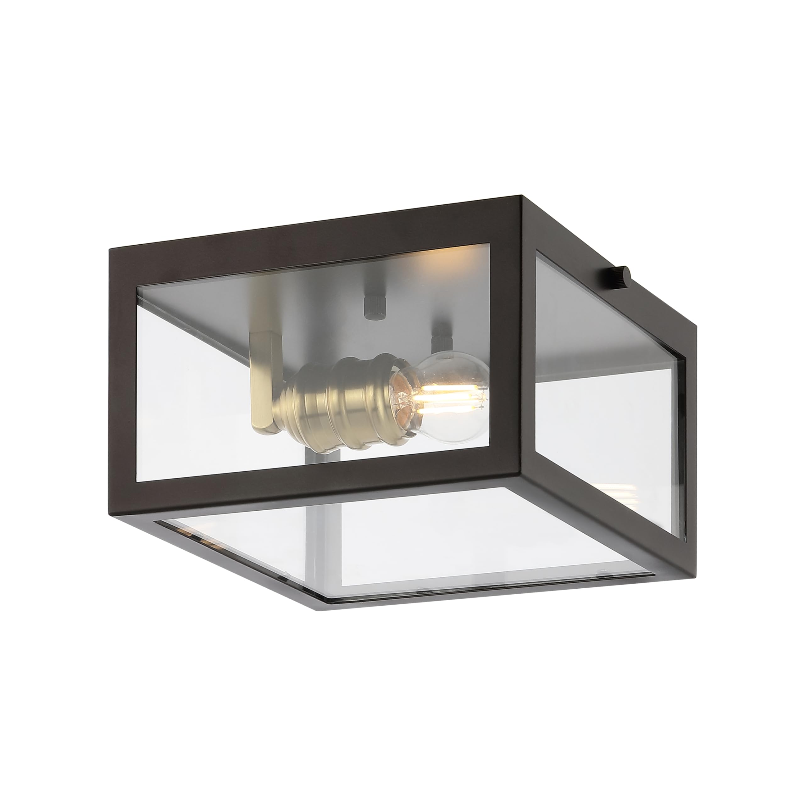 jonathan y jyl9553d eleanor 8" 1-light farmhouse industrial square iron/glass case led flush mount minimalist, contemporary, traditional, living room,dining room,bedroom, oil rubbed bronze/brass gold