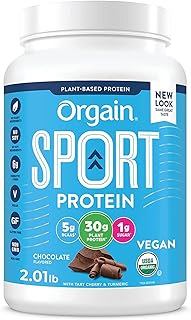 Orgain Organic Sport Vegan Protein Powder, Chocolate - 30g Plant Based Protein, For Preworkout or Muscle Recovery, With Tu...