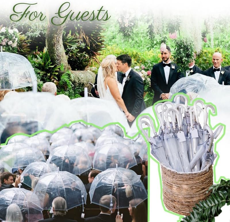wedding clear bubble umbrella bulk 46 inch large dome rainproof stick umbrellas for weddings prom graduation outdoor events white handle 20pcs 82cm