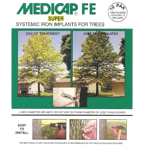 Medicap 10-Pack FE SUPER Systemic Iron Tree Implants for Control of Iron Chlorosis, 1/2-Inch Cover