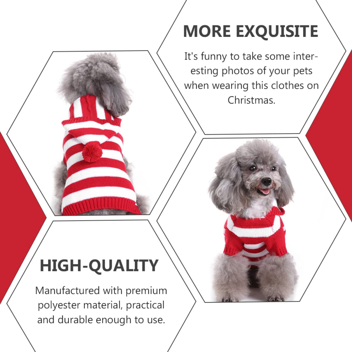 POPETPOP 3pezzi Maglione Natalizio per Cani Maglia Abbigliamento per Animali Domestici Comodo e Leggero per Passeggiate e Foto Taglia