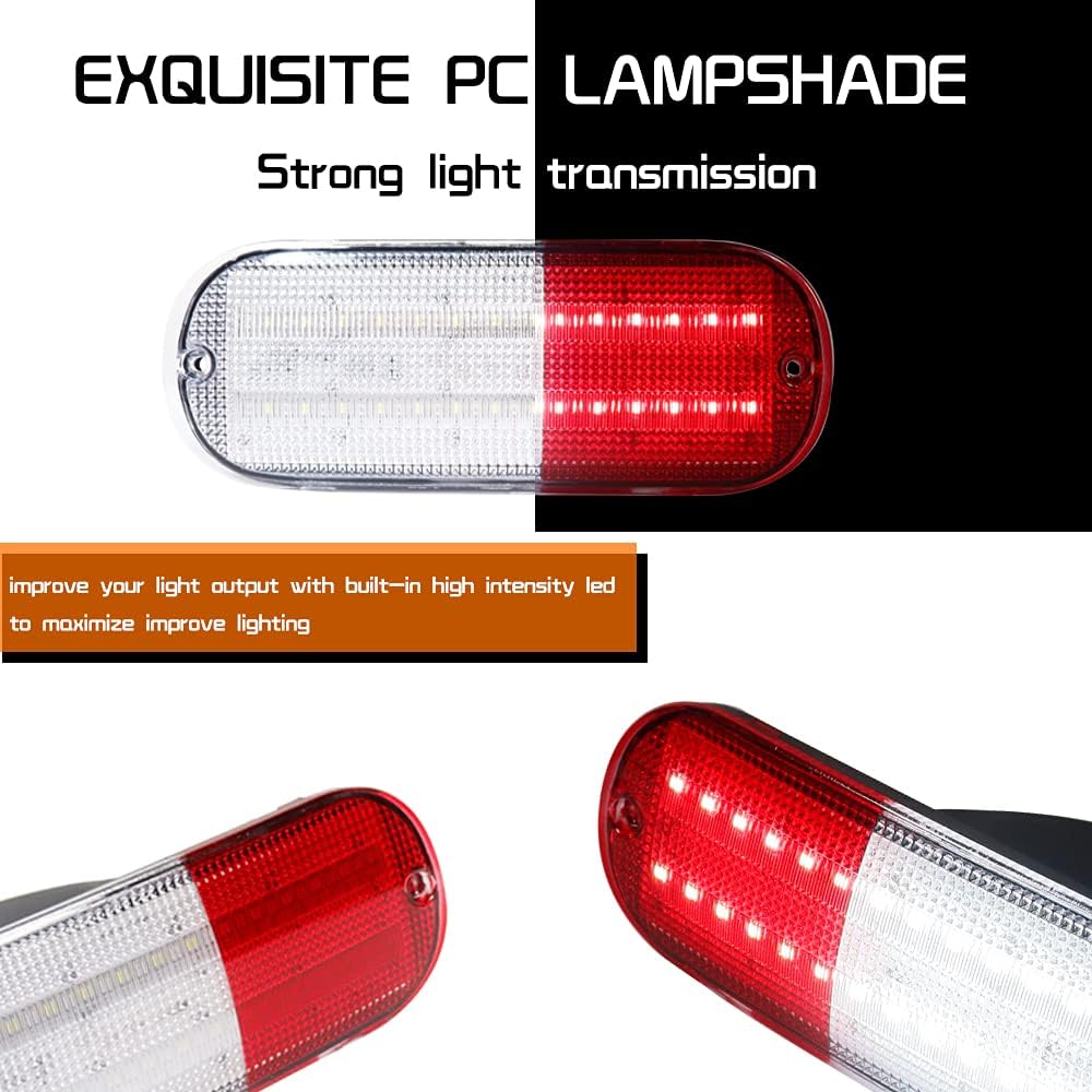 3 IN 1 Replacement 3D Optic LED Red & white Led Lens Bumper Reflector Compatible With 2001 2002 2003 2004 2005 Chrysler PT Cruiser Backup Tail Brake Lights & Rear Fog Lamps