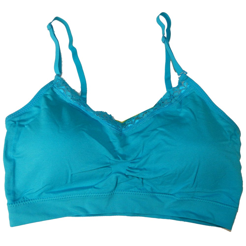 Seamless V-Neck with Lace Bra, Turquoise