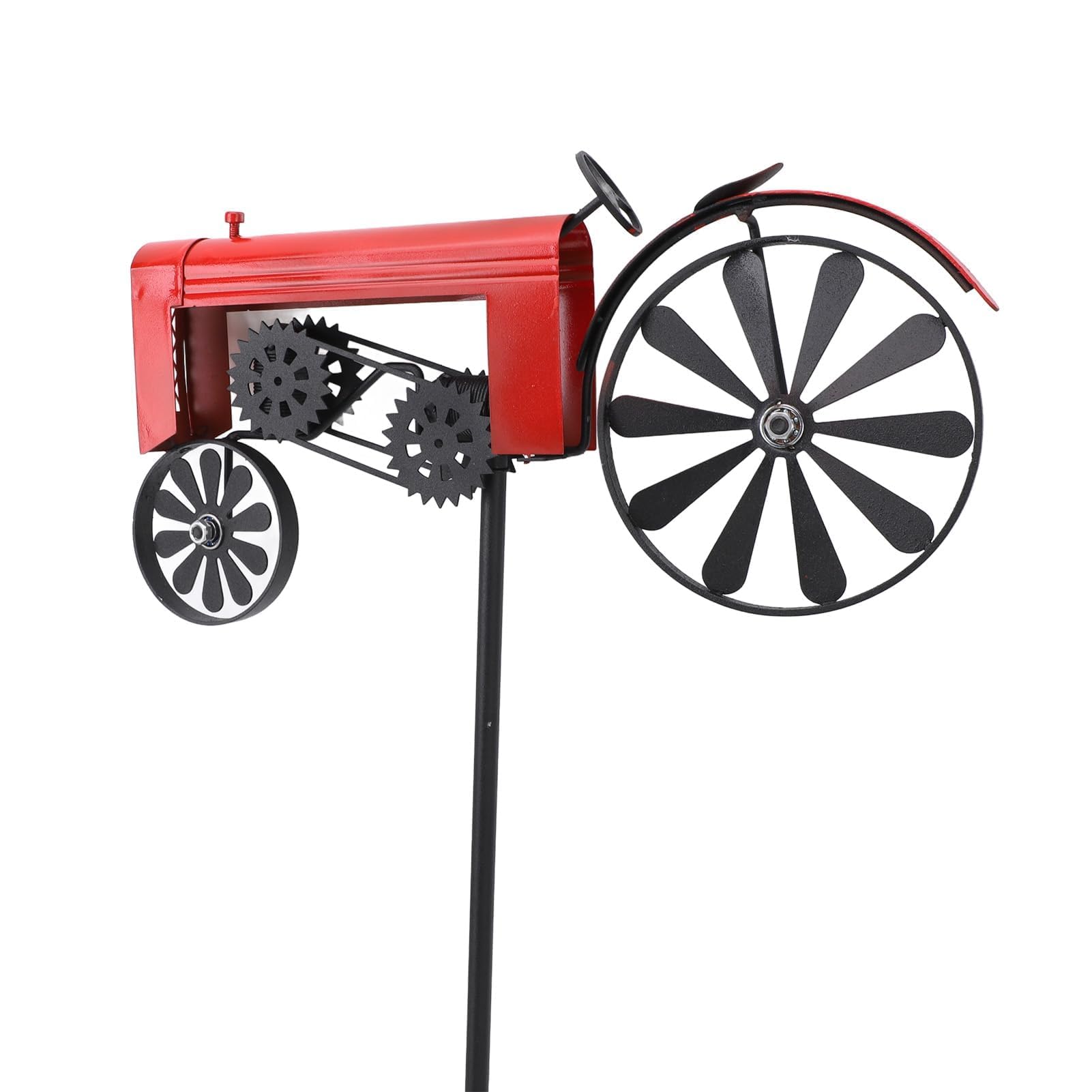 Molinillo de viento para tractor con estacas, molinete para decoración de jardín, dispositivos de pájaros, disuasorio para asustar a los pájaros lejos del patio, granja, estaca de metal al aire libre,