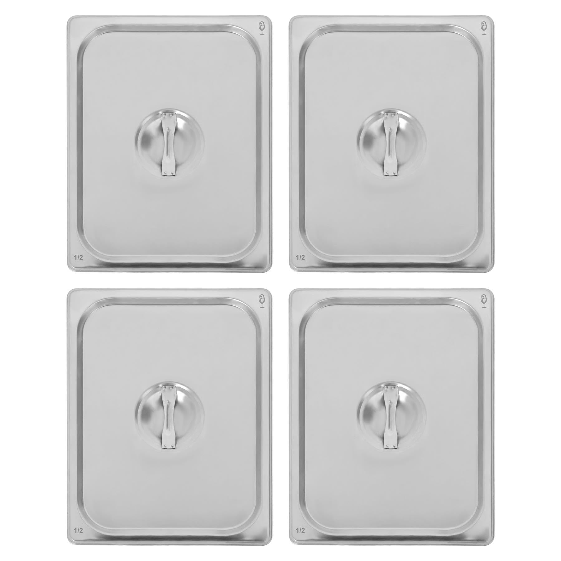 Argon Tableware Gastronorm Container Lids 1/2 GN Steel - Pack of 4 | 1/2 GN Lids, Pack of 4, Stainless Steel, 0.7mm Thick, Dishwasher Safe, Corrosion Resistant, Catering & Buffet Use