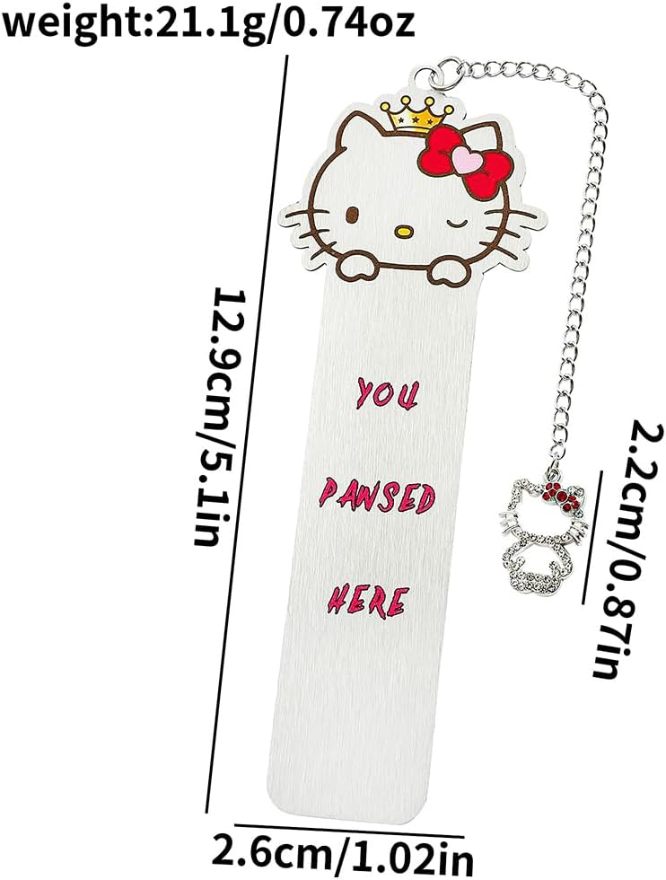 1pc Cute Cartoon Bookmark - Hellokittyss Stainless Steel Bookmark Inlaid Jewelry Pendant, Charming Sexy Hot Ladies Collection, Mom Book Lovers Holiday Gift Jewelry Gift (SQ1698-Kitty2) - Image 6