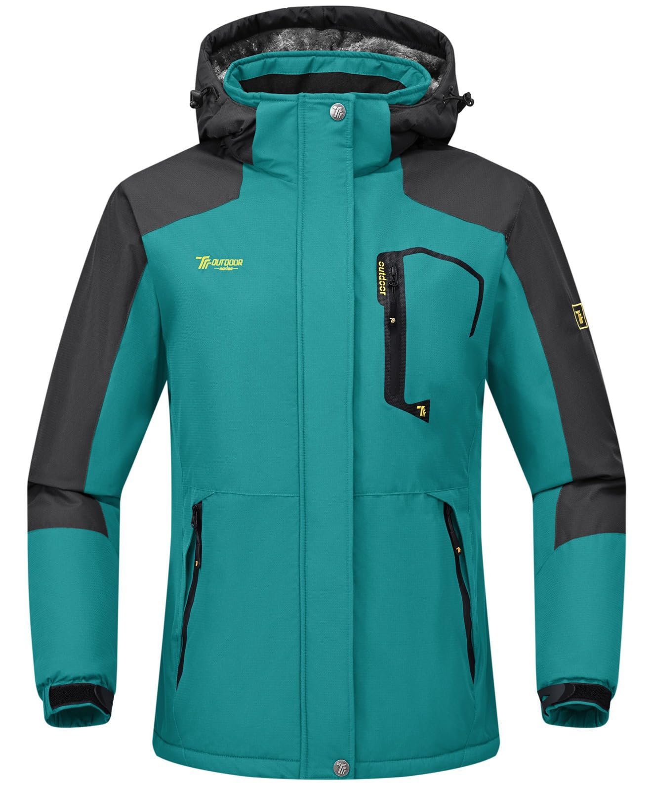Rdruko Skijacke Damen Warme Winterjacke Gefüttert Verdickt Softshelljacke Wasserdicht Snowboardjacke Atmungsaktiv mit Abtrennbarer Kapuze