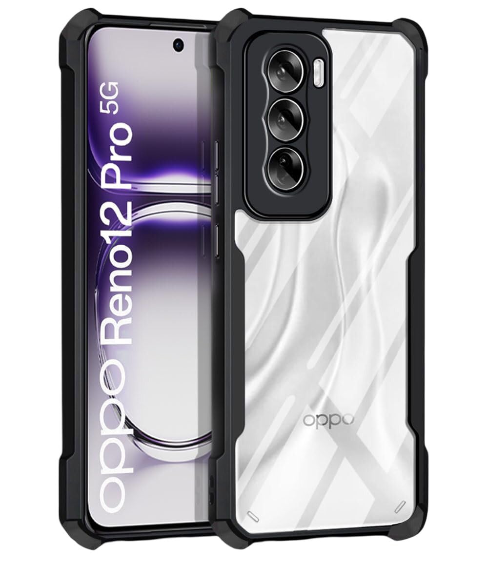 Inktree Oppo Reno 12 Pro 5G Back Cover | Camera Protection Shockproof Bumper | Acrylic Crystal Clear 360 Degree Protection (Black) (B0DF6CN5B7) Amazon Price History, Amazon Price Tracker