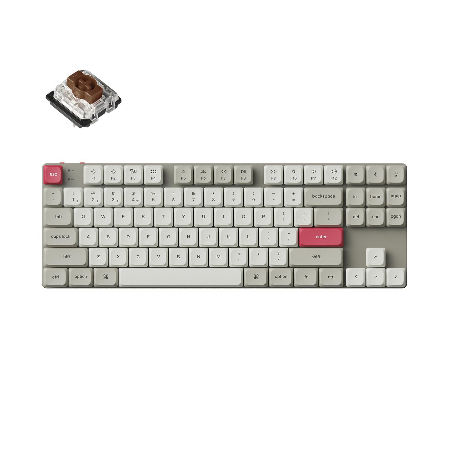 【国内正規品】Keychron K1 Max レトロカラー QMK ワイヤレス カスタムキーボード、80%レイアウト、2.4GHz・Bluetooth無線・有線対応/QMKプログラム可能/USレイアウト/White LEDライト/ロープロファイルGateronメカニカルスイッチ/PBTキーキャップ/Mac Windows対応 (ロープロファイルGateronメカニカル茶軸)