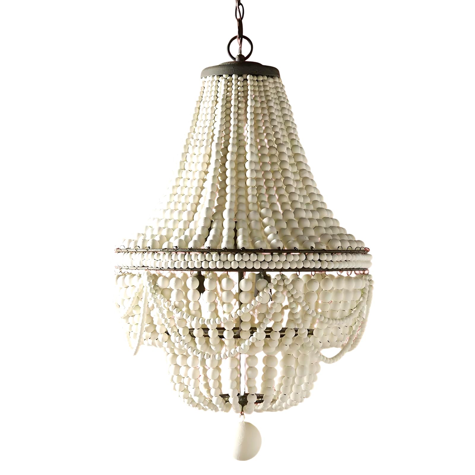 WLBHWL Rustic Wooden Beaded Chandeliers 6-Lights Large Farmhouse Chandelier for Dining Room Living Room, Adjustable Chain Hanging Ceiling Lighting Fixture, E12 Socket, Bulbs Not Includ