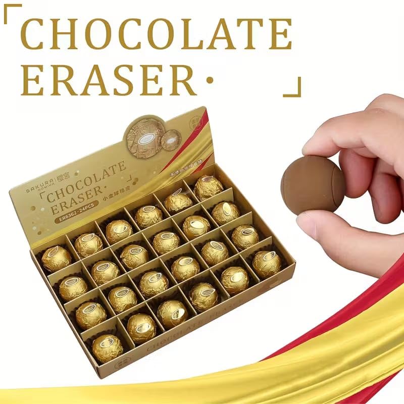 Image of DEOXY Pack of 6 Cutest Chocolate Shaped Cute Ereser for Kids | Cute,Unique. Soft Stationery| Gift Eraser Set| Stylish Eraser, Birthday Return Gift (ER6362)