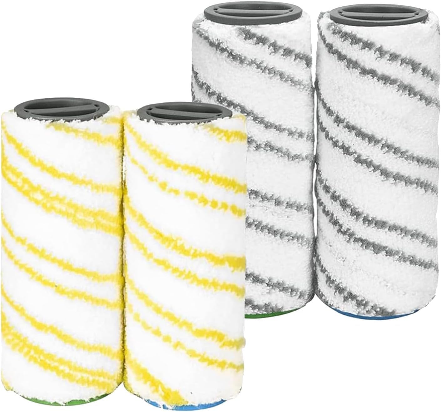 Wjelet 4 Pcs Microfibre Roller Brush Set, Replacement Rollers for Karcher FC3 FC5 FC7 FC3D Cordless Hard Floor Cleaner, Multi-Surface Cleaning Roller Brush