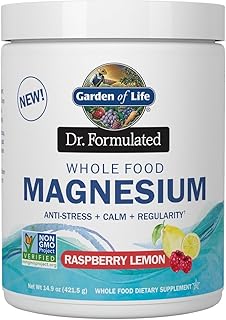 Garden of Life Whole Food Magnesium Powder, 421.5g - Raspberry Lemon, Vegan, Gluten & Sugar Free