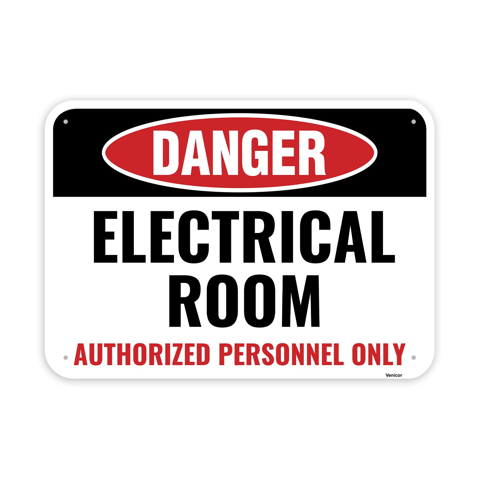 Electrical Room Warning Sign, Authorized Personnel Only, Aluminum, 12x8 Inch