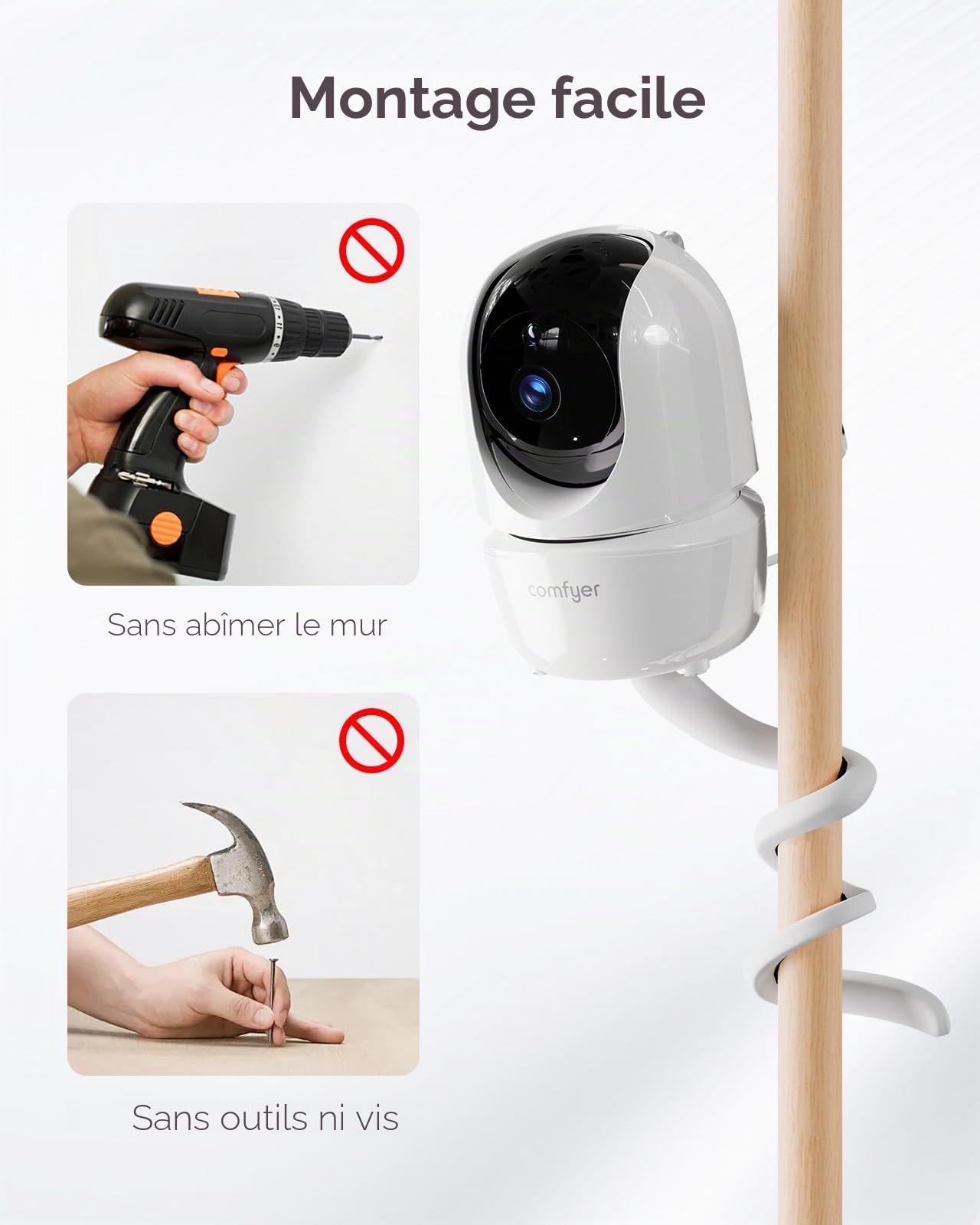 Comfyer BM01 Support de Moniteur Flexible pour Moniteur vidéo bébé 42 cm Diamètre d'alésage 5 mm