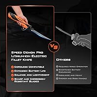 Vista 8 de Cuchillo de filete eléctrico KastKing Speed Demon Pro de iones de litio - Cuchillo de pesca recargable inalámbrico con 4 cuchillas, motor de alto