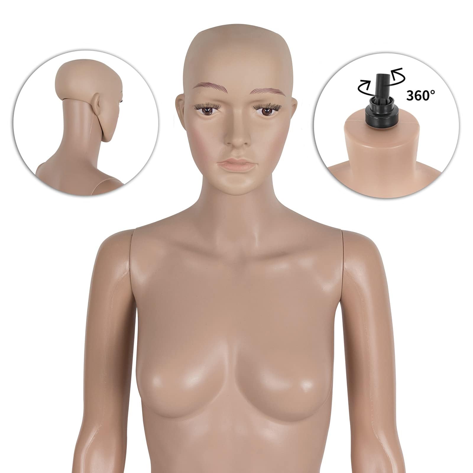 Female Mannequin Full Body Dress Form Mannequin Torso 69 Inches Adjustable Mannequin Dress Model Plastic Detachable Mannequin Stand Realistic Display with Metal Base