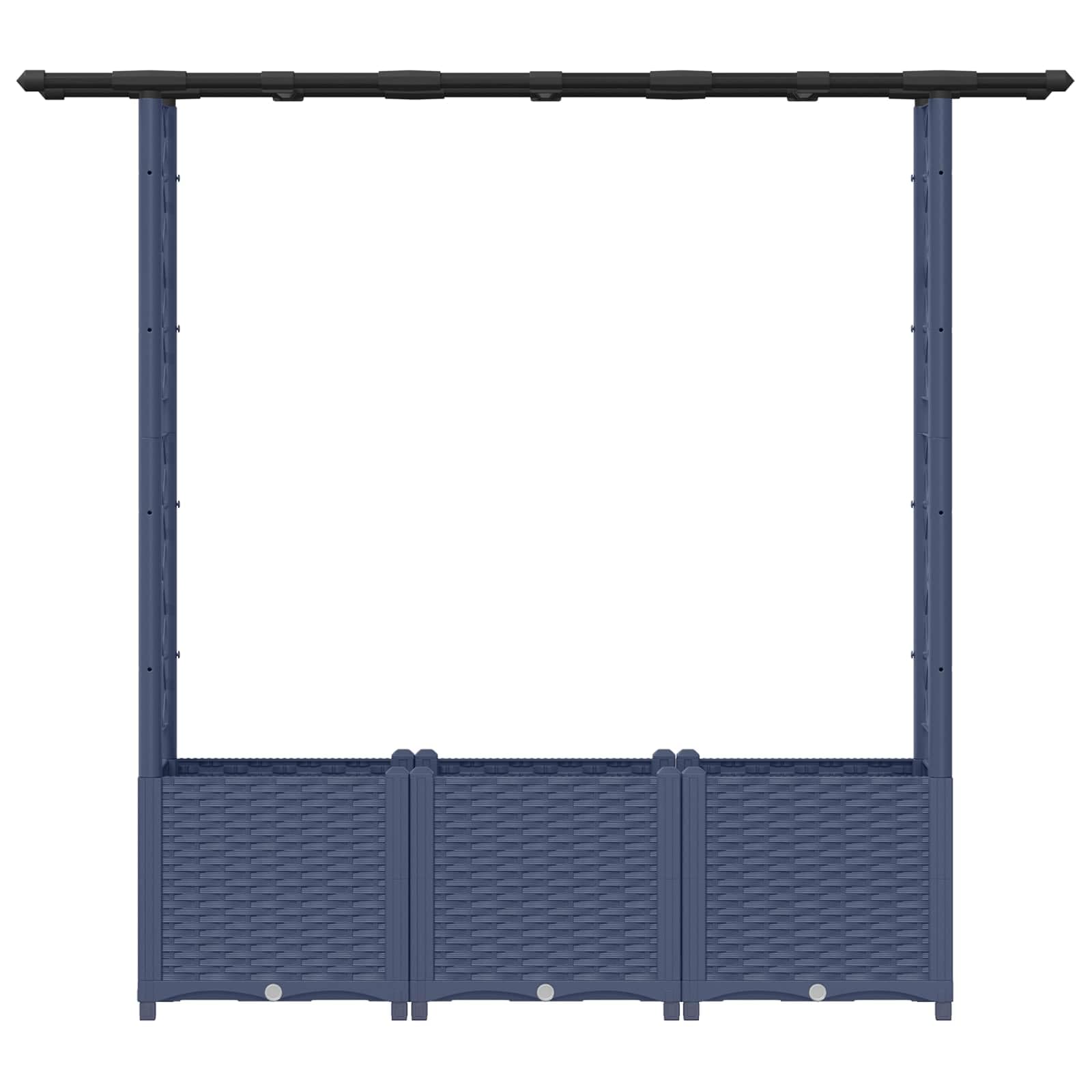 Podwyższona grządka z kratką dla roślin pnących i dachem, wykonana z polipropylenu, szara, 162,5 x 40 x 136 cm, na balkon, taras, do ogrodu, donica na zioła, warzywa i dekoracje