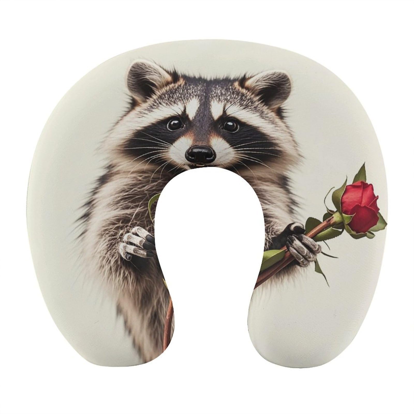 FekiLoot Funny Raccoon Travel Pillow U Shaped Neck Pillow Comfortable Memory Foam Pillow Portable Soft Headrest Lightweight Neck and Head Support for Planes Trains Self-Driving Cars