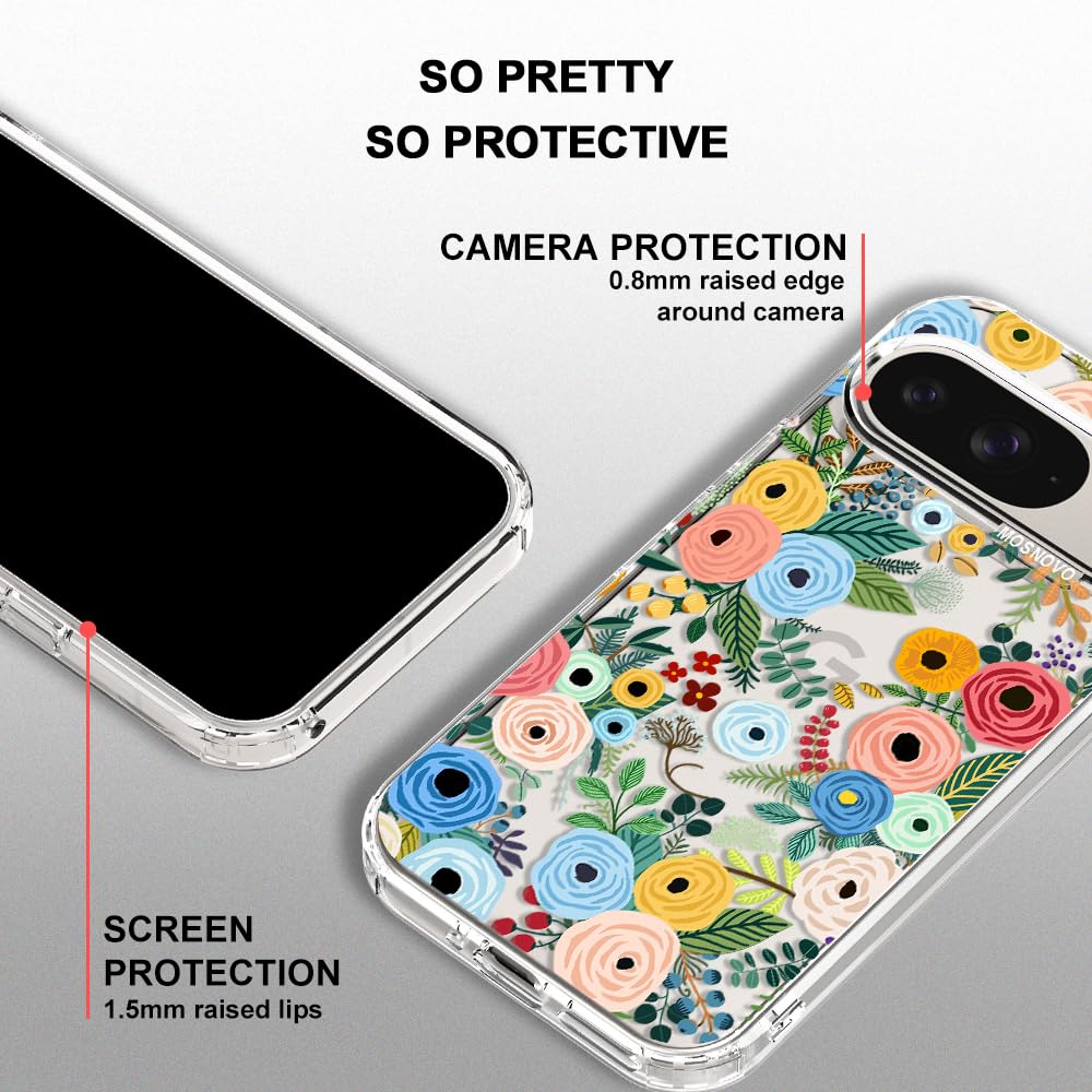 MOSNOVO Case for Google Pixel 10 & Pixel 10 Pro, [Buffertech 6.6ft Military-Grade Drop Protection] [Anti Peel Off Tech] Clear TPU Bumper Phone Case Cover Design - Cute Cherry — view 420