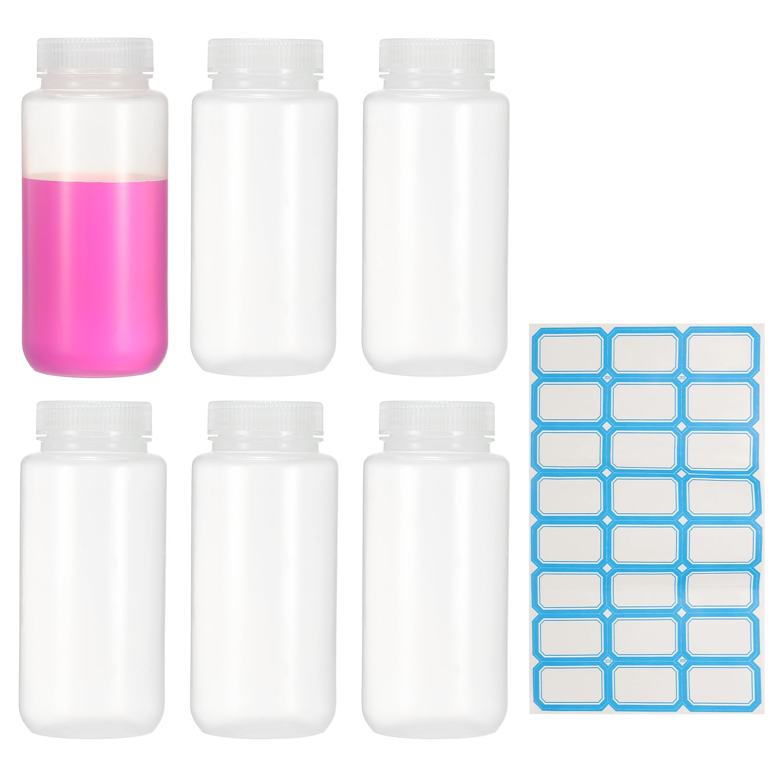 PATIKIL 6Pcs Bottiglie Di Plastica Per Reagenti 17.6oz Bottiglie Per Campioni Chimici Di Grado Laboratorio PP Contenitori Per Liquidi Antigoccia Per Reagenti Da Laboratorio Trasparente