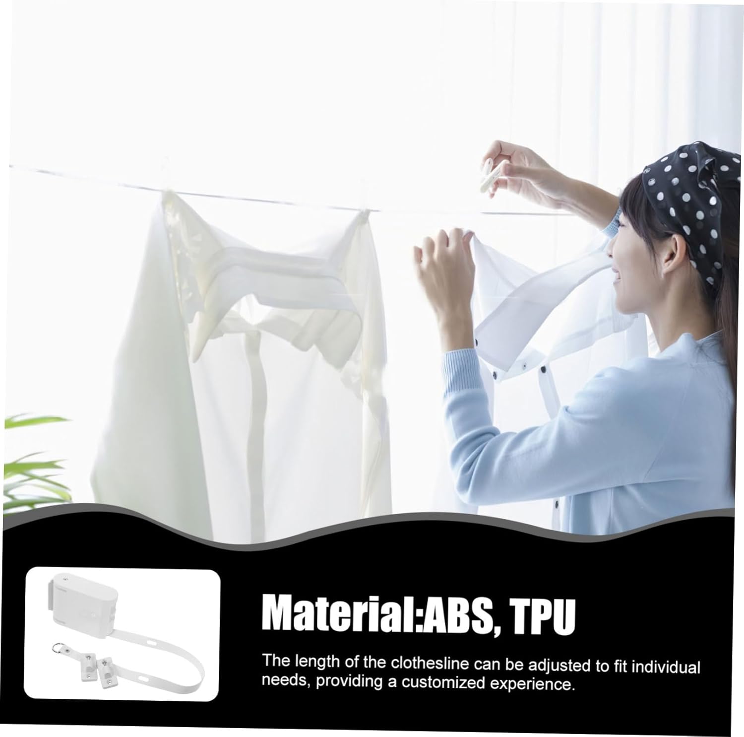 Unomor Adjustable Retractable Clothesline Home Outdoor Heavy Duty Easy Installation Camping Clothes Drying Rope