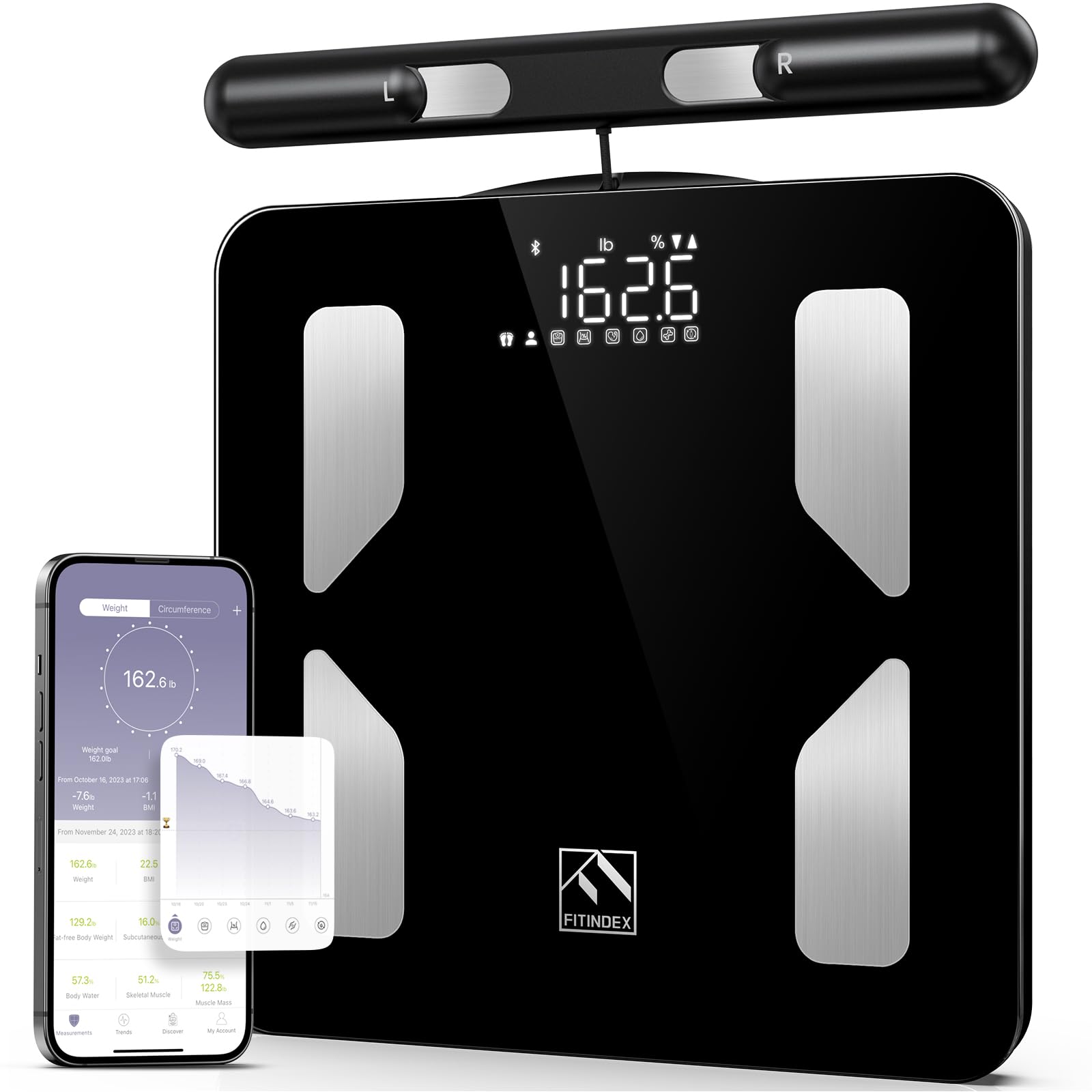 FITINDEX Body Composition Scale, 8 Electrode Smart Body Fat Scale