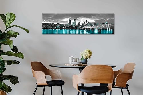 Miniatura 4 de JiazuGo - Paisaje urbano en lienzo impreso en blanco y negro, obras de arte moderno para pared con vistas panorámicas de ciudades, cuadros de 14 x