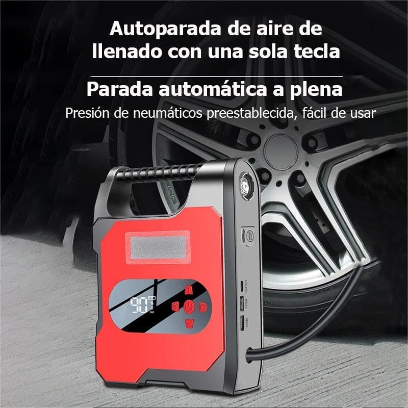 Booster Batterie Voiture 3000A, Portable Jump Starter à Essence Jusqu'à (Jusqu’à 8.5L Essence/8.0L Gazole), 32000mah Booster Batterie Voiture avec Fonction de Gonfleur, Lampe à LED, 12V