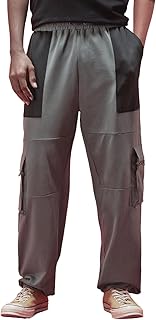 Veirdo® Cotton Terry Relaxed Baggy Fit Solid Drawstring with Side Snap Buttons Knitted Cargo Pants for Men (Colors: Navy, Price In India