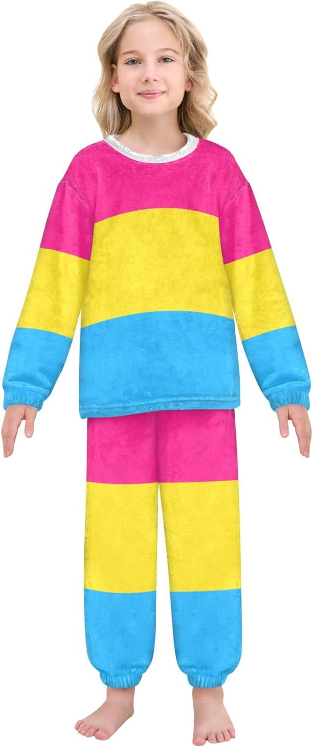 Fleece Pajama Sets Long Sleeve Top with Pants Soft Sleepwear 2 Piece Pjs Set