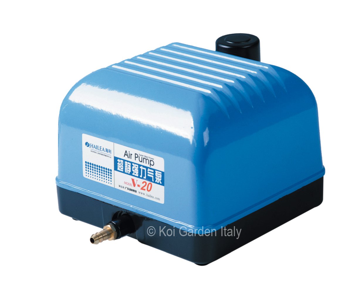 HAILEA Pompa ad Aria, ossigenatore per Acquario e laghetto V20, Fino a 1200 l/h, Pompa a Membrana con alloggiamento in Alluminio
