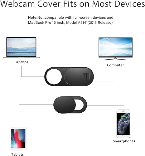 Miniatura 5 de Funda deslizante para cámara de laptop, paquete de 12 fundas para cámara web, cubierta para cámara de teléfono, ultrafina para computadora, se