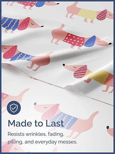 Miniatura 4 de CGK Juego de sábanas matrimonial, 4 piezas, para niños, niñas, adolescentes, de perros, esquinas de bolsillos profundos de fácil ajuste,