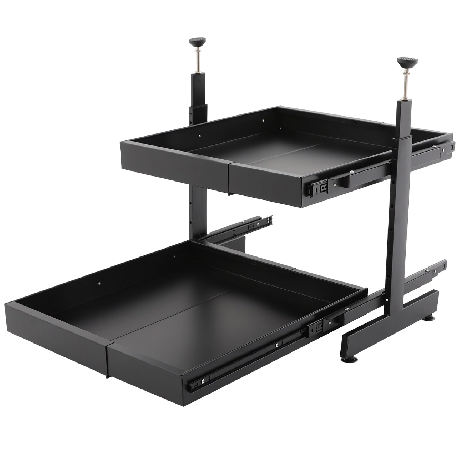 JYBNBBE Pull-Out Cabinet Organizer with Sliding Drawers and Shelves for Kitchen, Bathroom, Pantry, and Under-Sink Storage (Black)
