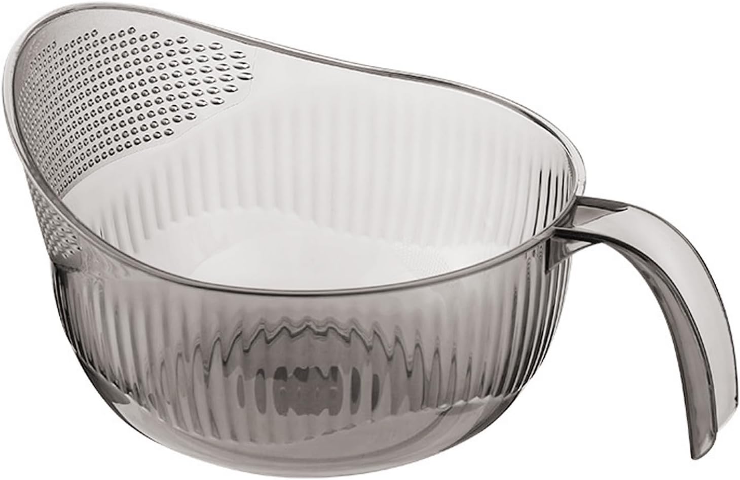 Rice Washing Bowl with Handle, PET Rice Washer and Strainer Bowl, Kitchen Colander for Rice, Vegetables, Fruits, Beans and Pasta, Transparent Drain Basket