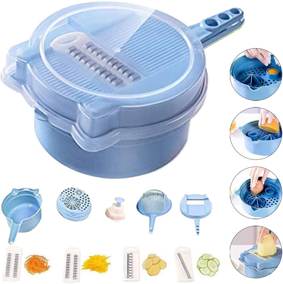 Vegetable Chopper Cutter Spiralizer, 9 in 1 Multi-function Easy Food Chopper Slicer Dicer Tool Professional Manual Mandoline Cheese Onion Chopper